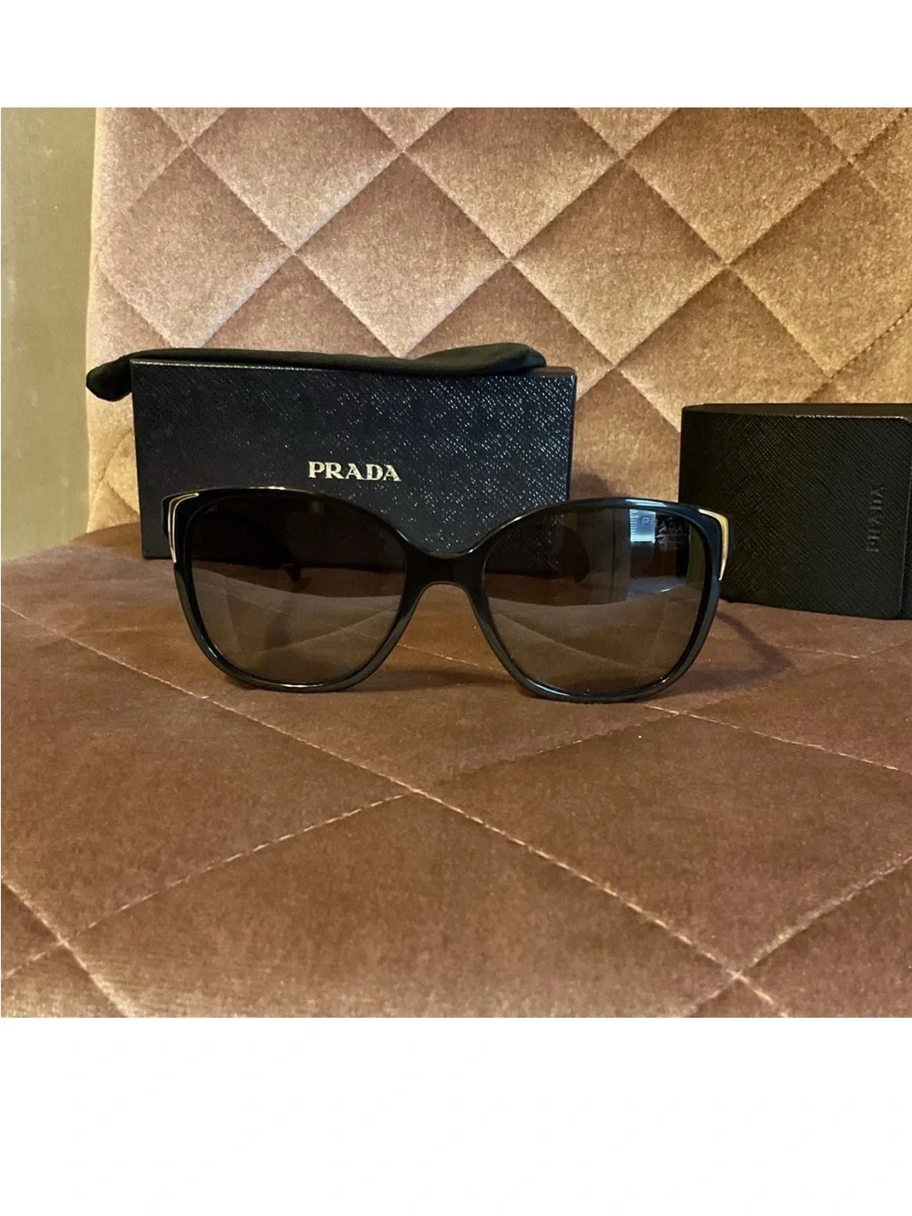 Prada Black Frame Sunglasses with Brown Gradient Lenses